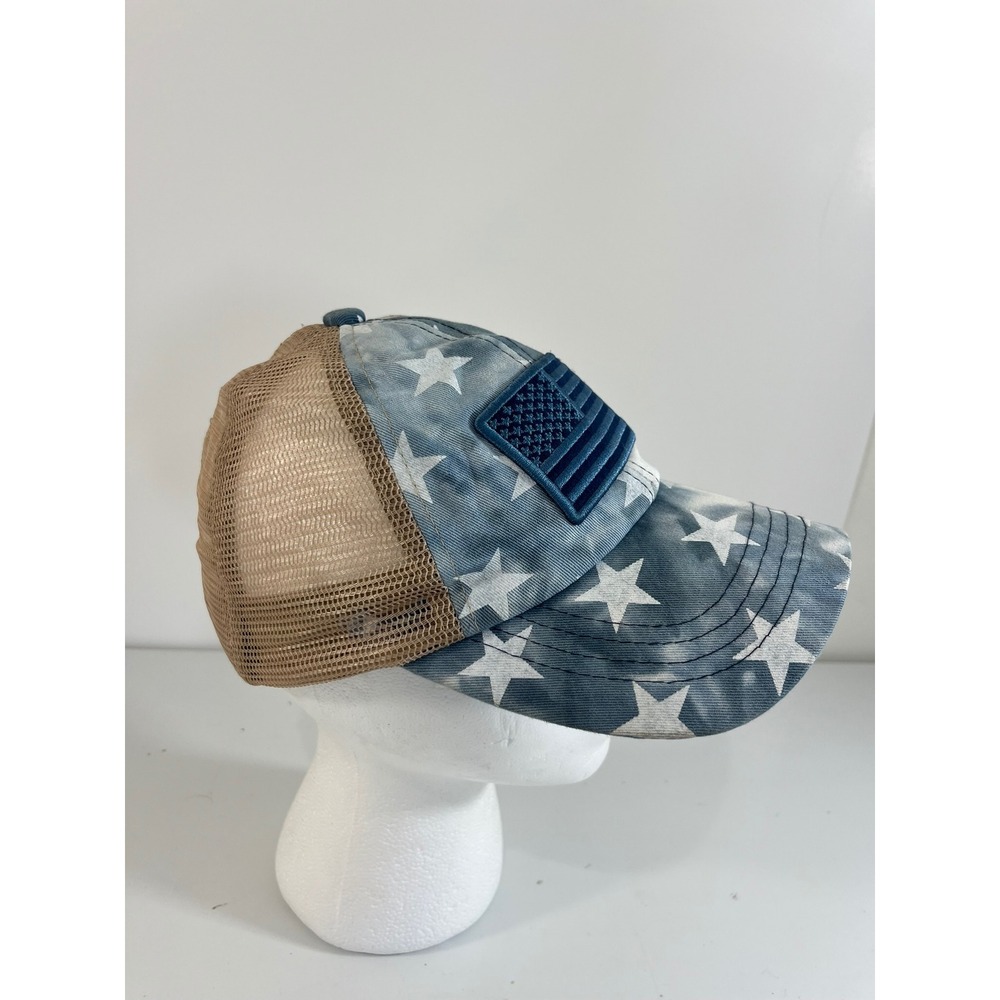 American Flag Star Blue C.C hat pony‎ tail adjustable baseball hat casual spring - Picture 2 of 4